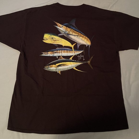 Guy Harvey Pocket Tee Shirt Marlin Fish Black XL - Picture 1 of 4